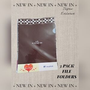 COACH Brown Logo File Folder Set Of 3-  12x9 Inches Japan Novelty